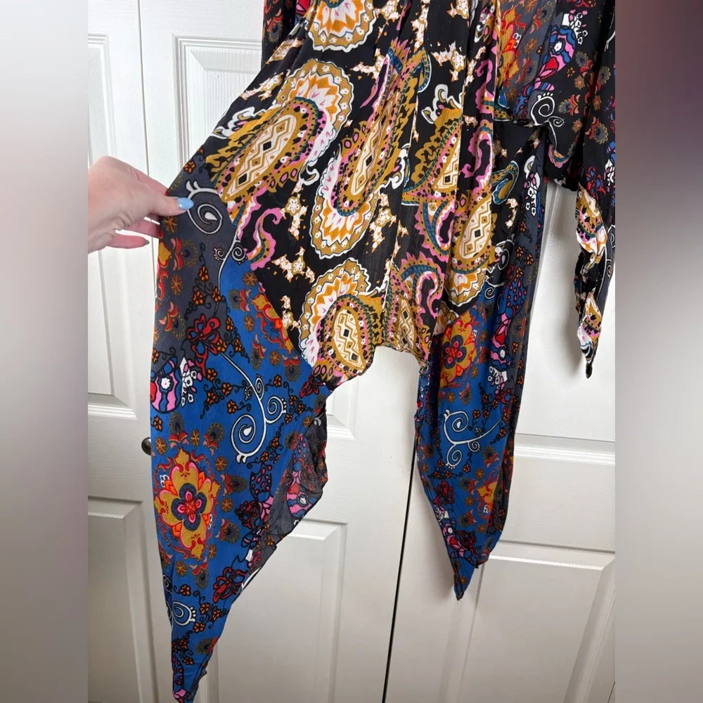 Free People Marley Mixed Print Little Wing Boho Kimono One size - Picture 7 of 9